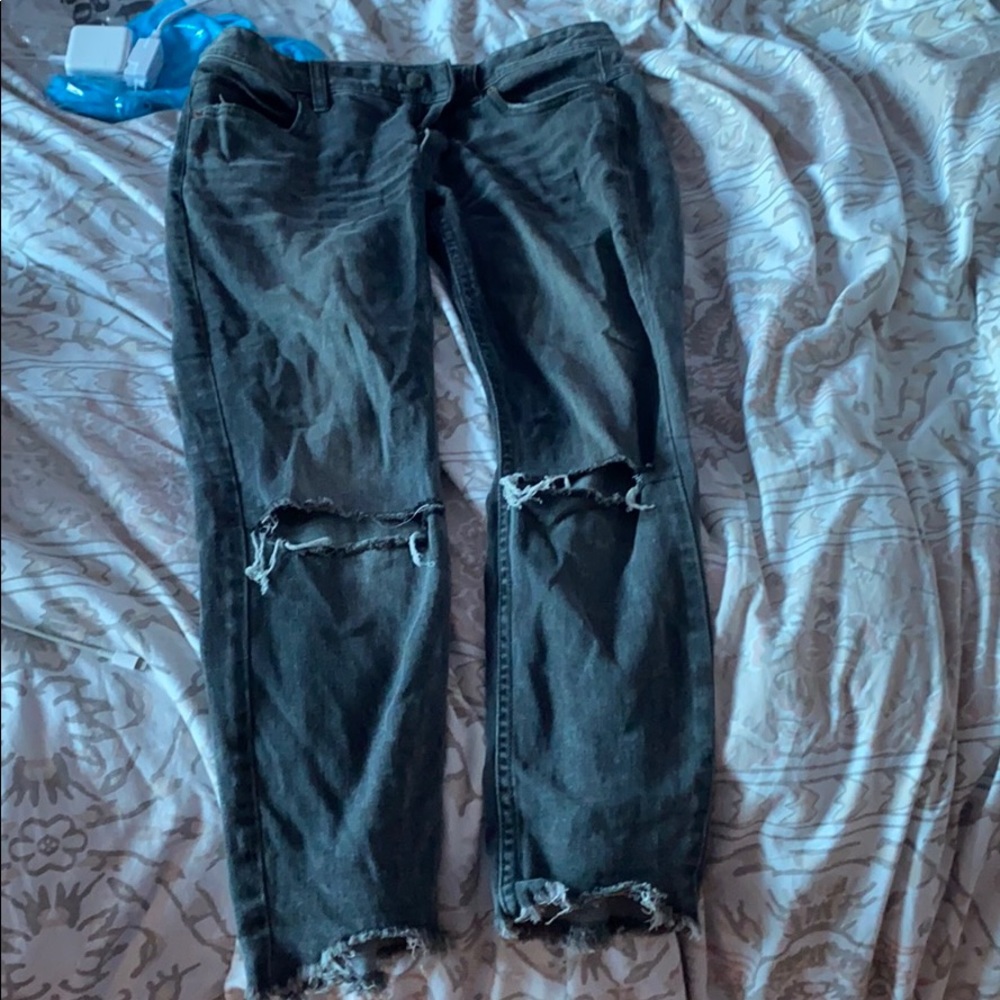 Free People Washed Black straight leg jeans